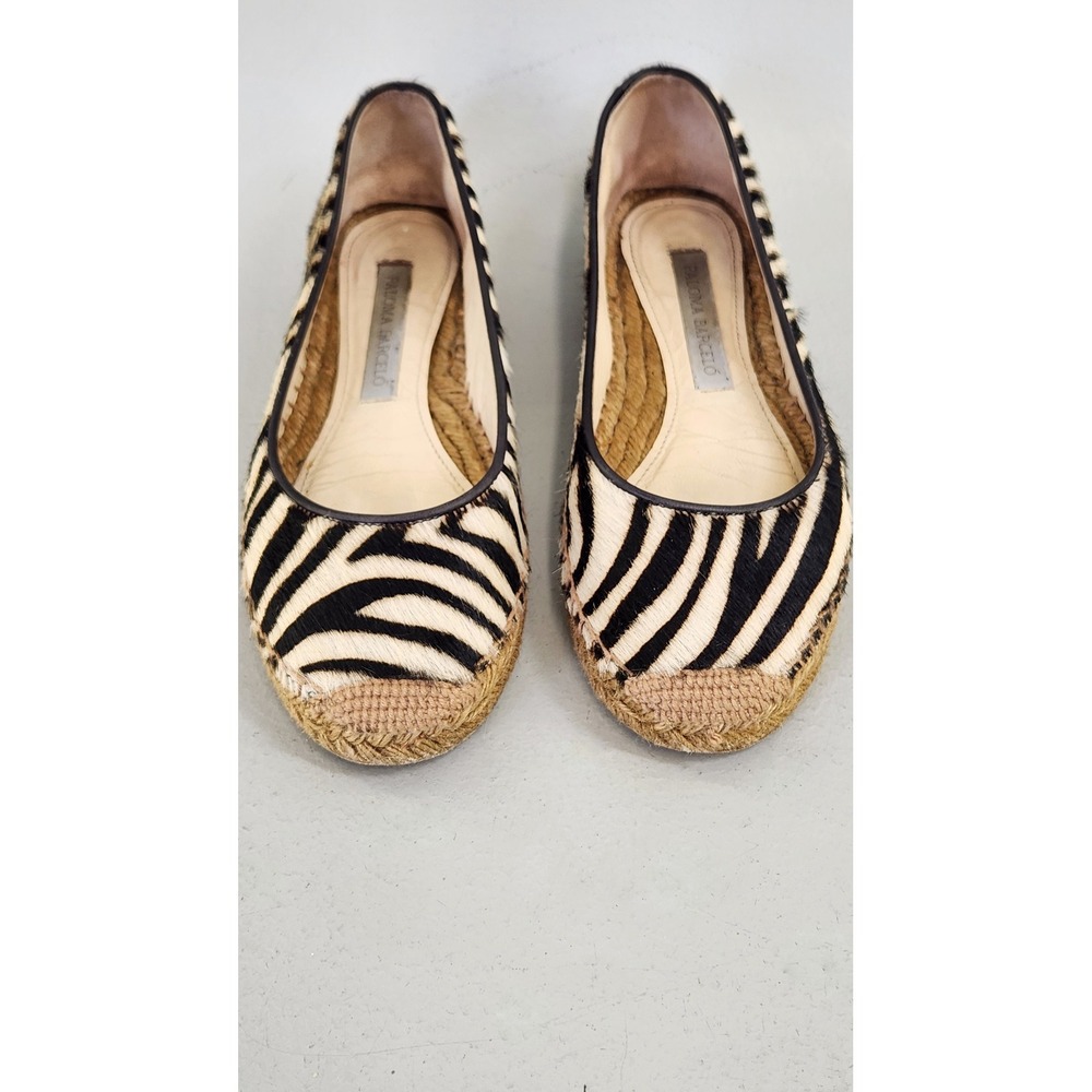 Paloma Barcelo Espadrille Flats Women 38 Zebra Calf Hair Animal Print Spain